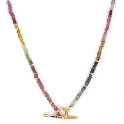 Sparkling Sea Sapphire Toggle Necklace 20"