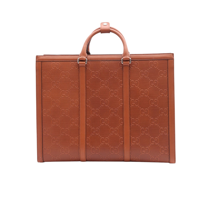 $4600 GUCCI GG EMBOSSED LUGGAGE TOTE W/STRAP