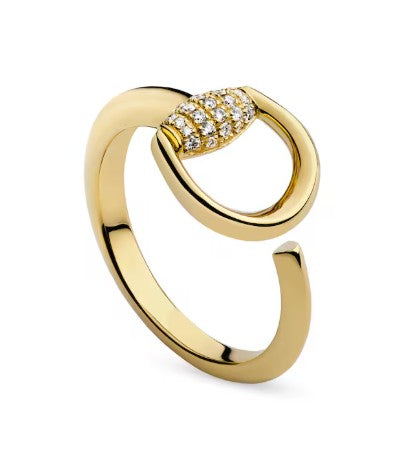 18KYG DEMI PAVE DIA HORSEBIT RING SIZE 13