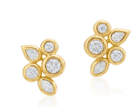 18k Yellow Gold Diamonds Moonlight Stud Earrings