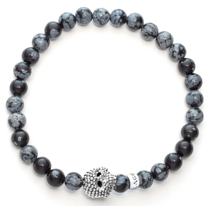 Snowflake Obsidian Skull Bracelet