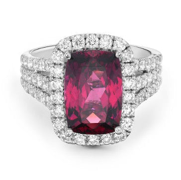 18KWG GARNET, PK SAP, 0.66CT FG VS/SI PASTEL RING