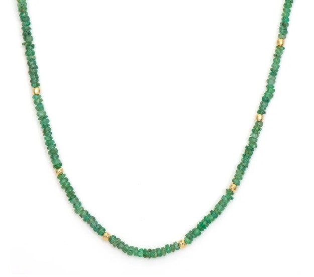 Delicate Emerald Beaded Chain 18"