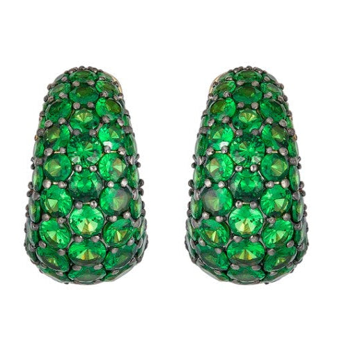 18KYG/BG TSAVORITE GARNET PAVE HUGGIE EARRING
