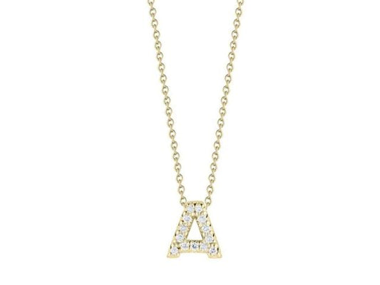 18KYG 16-18" 0.06CT GHSI DIA LETTER "A" PENDANT