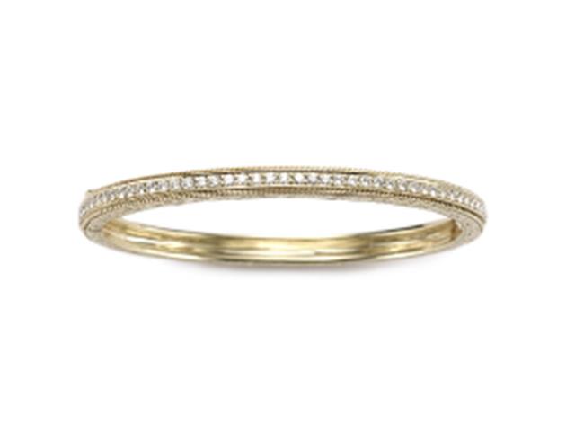 18KYG 55=.88CT FGVS ENGRAVED HINGED BANGLE BRACELET