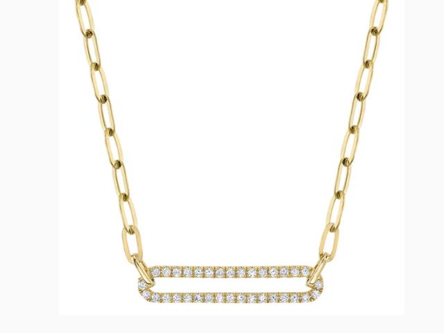 Diamond Paperclip Link Necklace