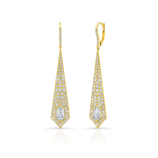 18k Yellow Gold Diamond Drop Earrings