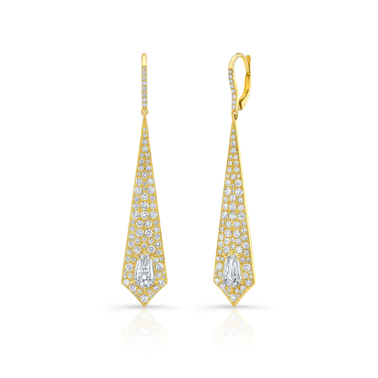 18k Yellow Gold Diamond Drop Earrings