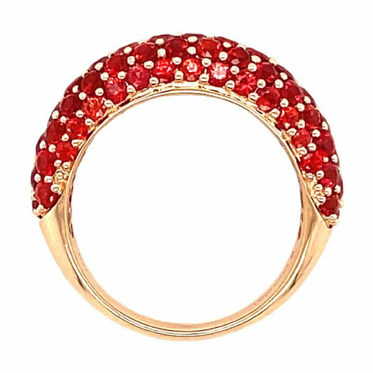 18KRG 3.61 DEEP ORANGE SAPPHIRE PAVE RING SZ 7