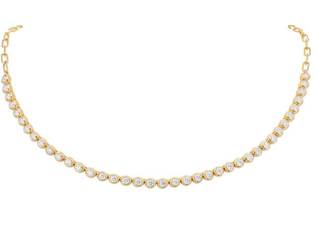 18K Yellow Gold Moonlight Bezel-Set Round Diamond Line Necklace