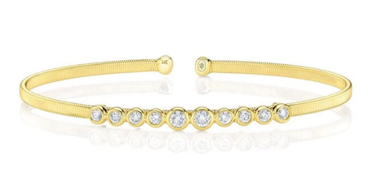 14KYG 0.50CT DIAMOND BEZEL OPEN BANGLE