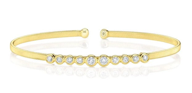 14KYG 0.50CT DIAMOND BEZEL OPEN BANGLE