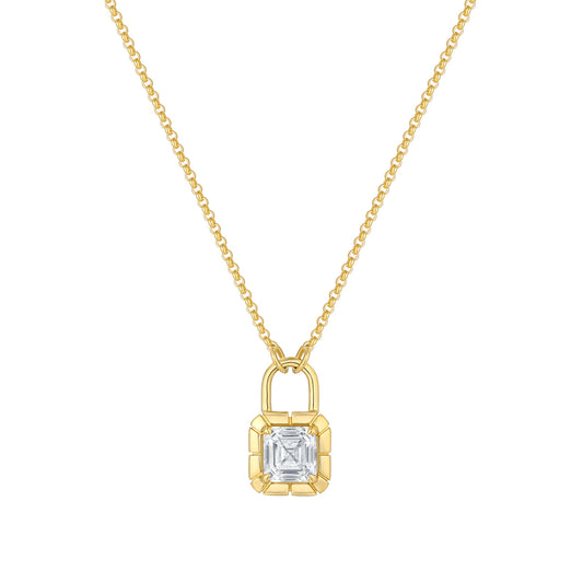 Lab Grown Diamond Asscher Padlock Necklace (1.00 tcw)