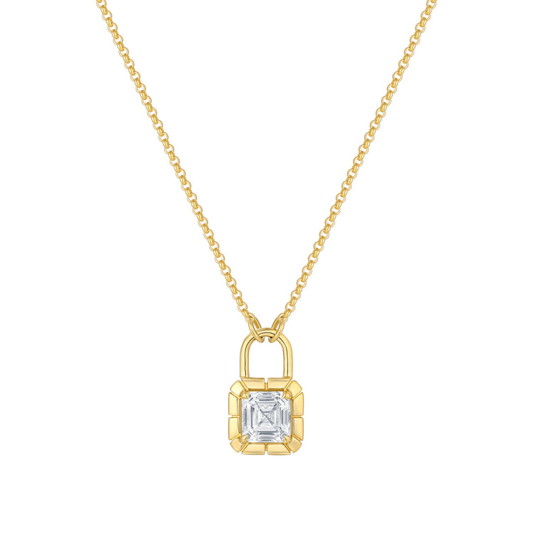 Lab Grown Diamond Asscher Padlock Necklace (1.00 tcw)