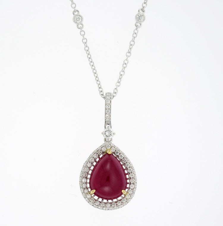 Ruby and Diamond Halo Pendant