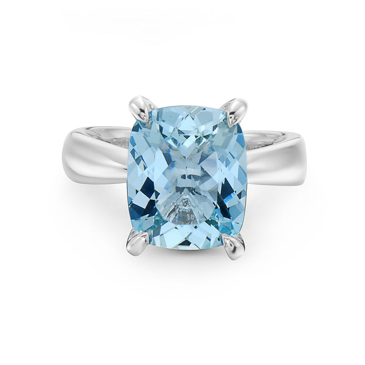 18KWG AQUAMARINE, 0.35CT GHVS RING