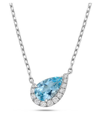 18KWG 18" AQUA PS, 0.21CT GHVS-SI PASTEL PENDANT
