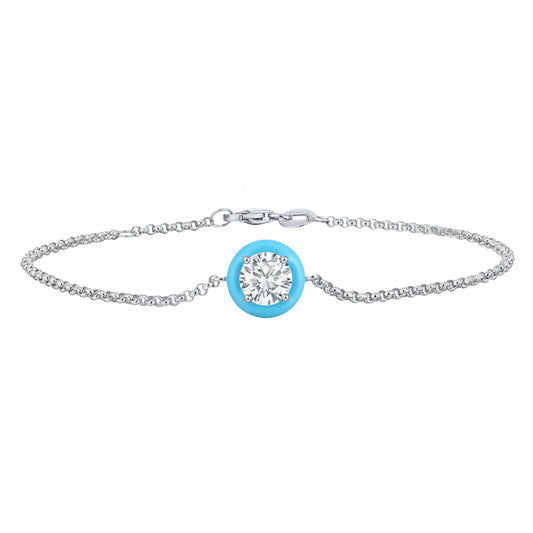Lab Grown Diamond Blue Enamel Bracelet (0.75 tcw)