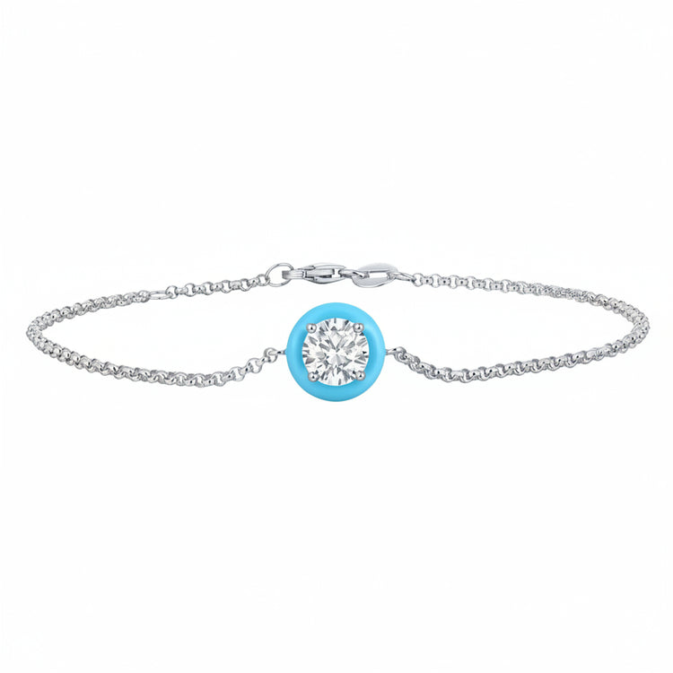 Lab Grown Diamond Blue Enamel Bracelet (0.75 tcw)