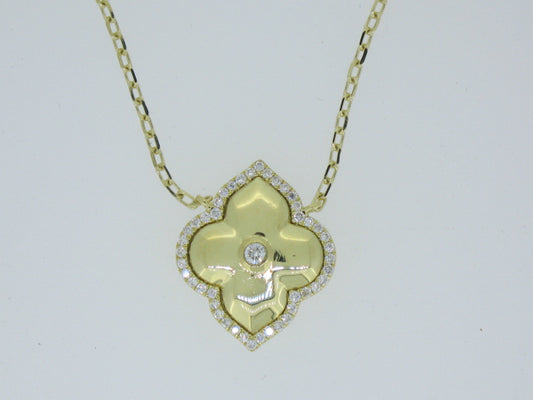 18KYG 0.22CT GH VS/SI CLOVER PENDANT