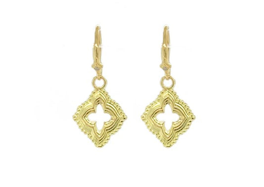 18K 15MM OPEN SCROLL DROP DIA EARRING