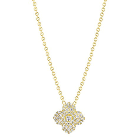 18KYG 18" MEL=.26CT GHSI BR DIA PETITE FLOWER NECKLACE