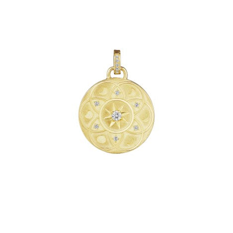 18KYG 12=.20CT GHVS BR DIA LUNAR MEDALLION