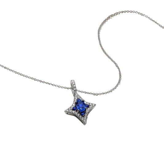 18k White Gold Sapphire & Diamond Pendant