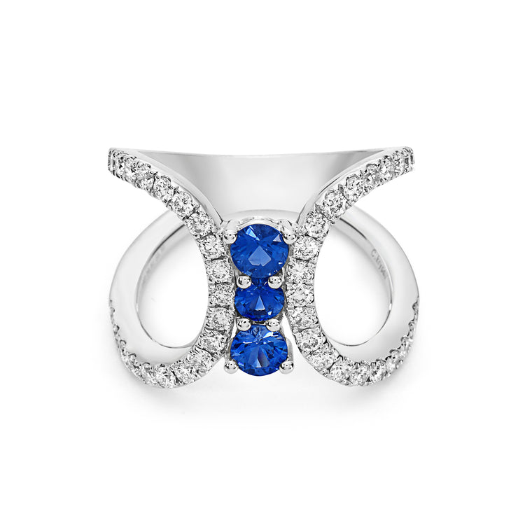 18KWG 42=0.83CT GHSI, 0.82CT SAPPHIRE RING