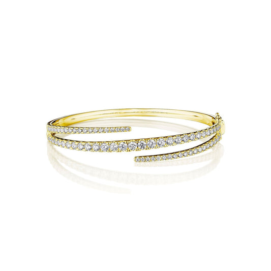 18KYG 63=2.95 GHVS2-SI1 BR DIA WRAP BANGLE