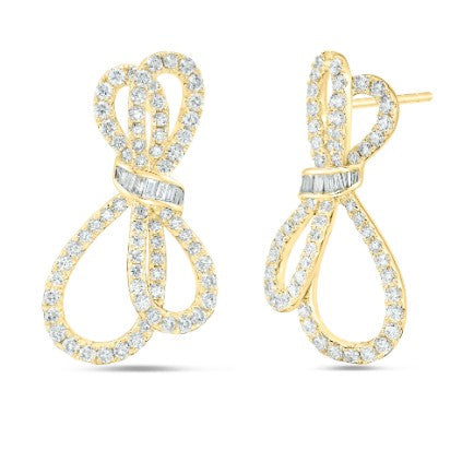 18KYG 150=1.61CT GH VS/SI DIAMOND BOW EARRINGS