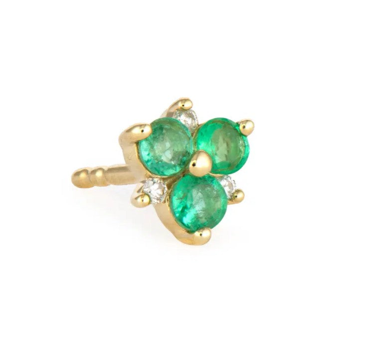 Emerald Pave Flower Stud Earring