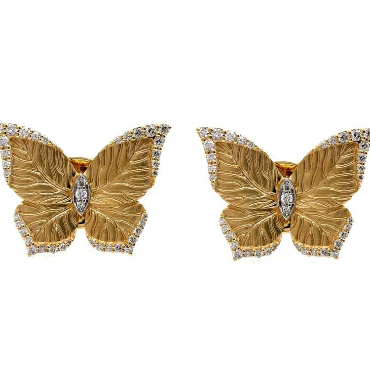 18KYG/WG 0.32CT SATIN BUTTERFLY EARRINGS