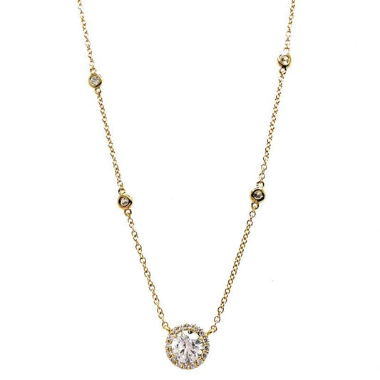 18KYG 18" 1CT H SI2, 0.58CT HALO, DIA BY THE YARD CHAIN NECKLACE