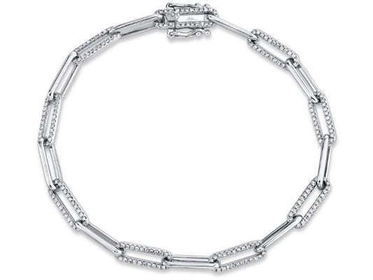 Paper Clip Link Bracelet with Diamonds