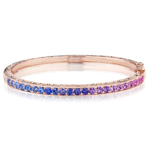 18KRG RAINBOW SAPPHIRE BANGLE BRACELET