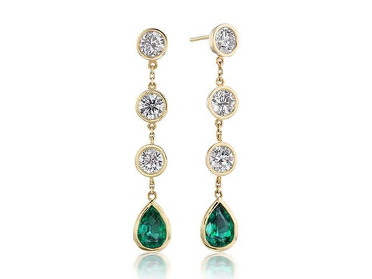 Emerald and Diamond Dangle Earrings