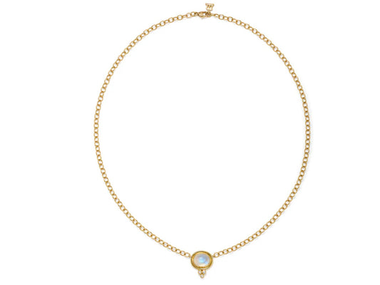 18k Yellow Gold Blue Moonstone Necklace