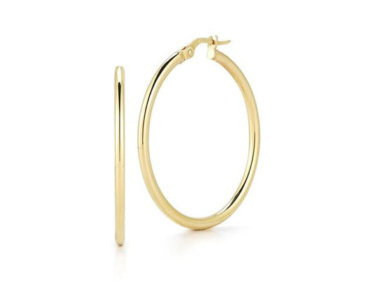 18KYG ROBERTO COIN 35MM POLISHED HOOP EARRINGS
