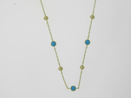 Turquoise Cabochon Strie Cushion Necklace