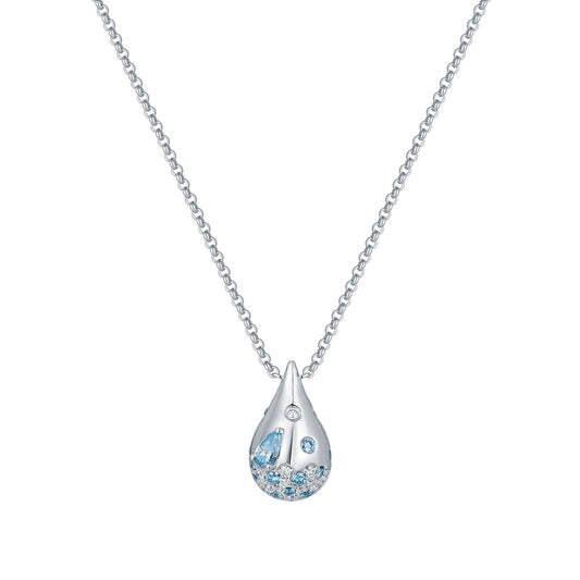 Lab Grown Diamond Blue White Diamond Droplet Necklace (0.58 tcw)