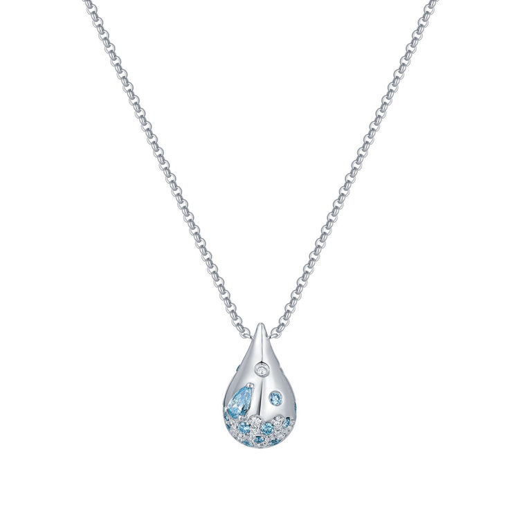 Lab Grown Diamond Blue White Diamond Droplet Necklace (0.58 tcw)