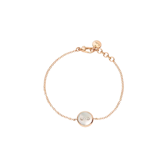 18k Rose Gold mother of Pearl Pom Pom Dot Bracelet