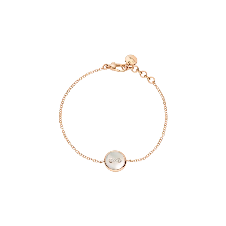 18k Rose Gold mother of Pearl Pom Pom Dot Bracelet