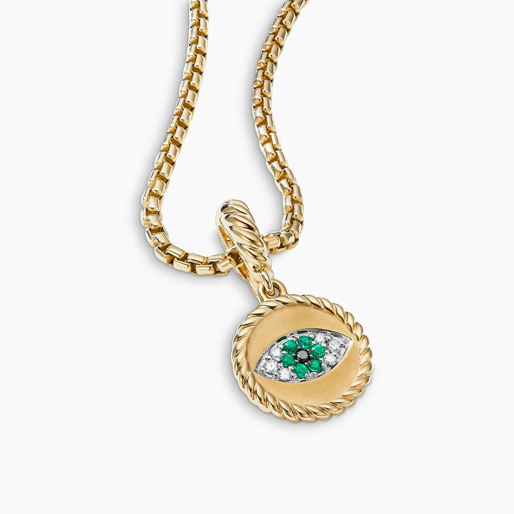 Evil eye Amulet with Emeralds and Diamonds