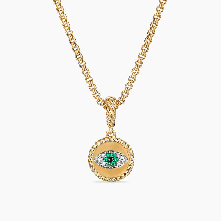 Evil eye Amulet with Emeralds and Diamonds