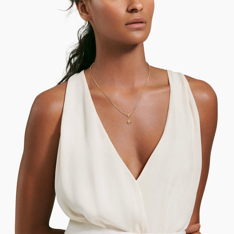 Cable Collectibles North Star Birthstone Charm in 18k Yellow Gold with Aquamarine