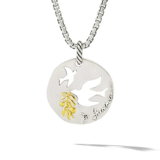 DY Elements Dove Pendant in Sterling Silver with 18K Yellow Gold