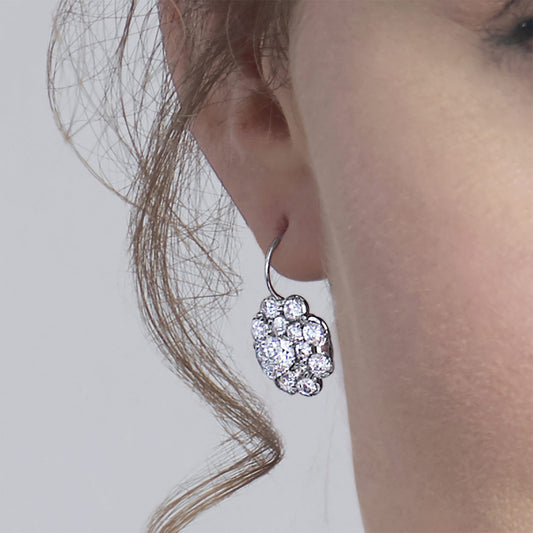 Cluster Drop Earrings with Diamonds and Double Halos